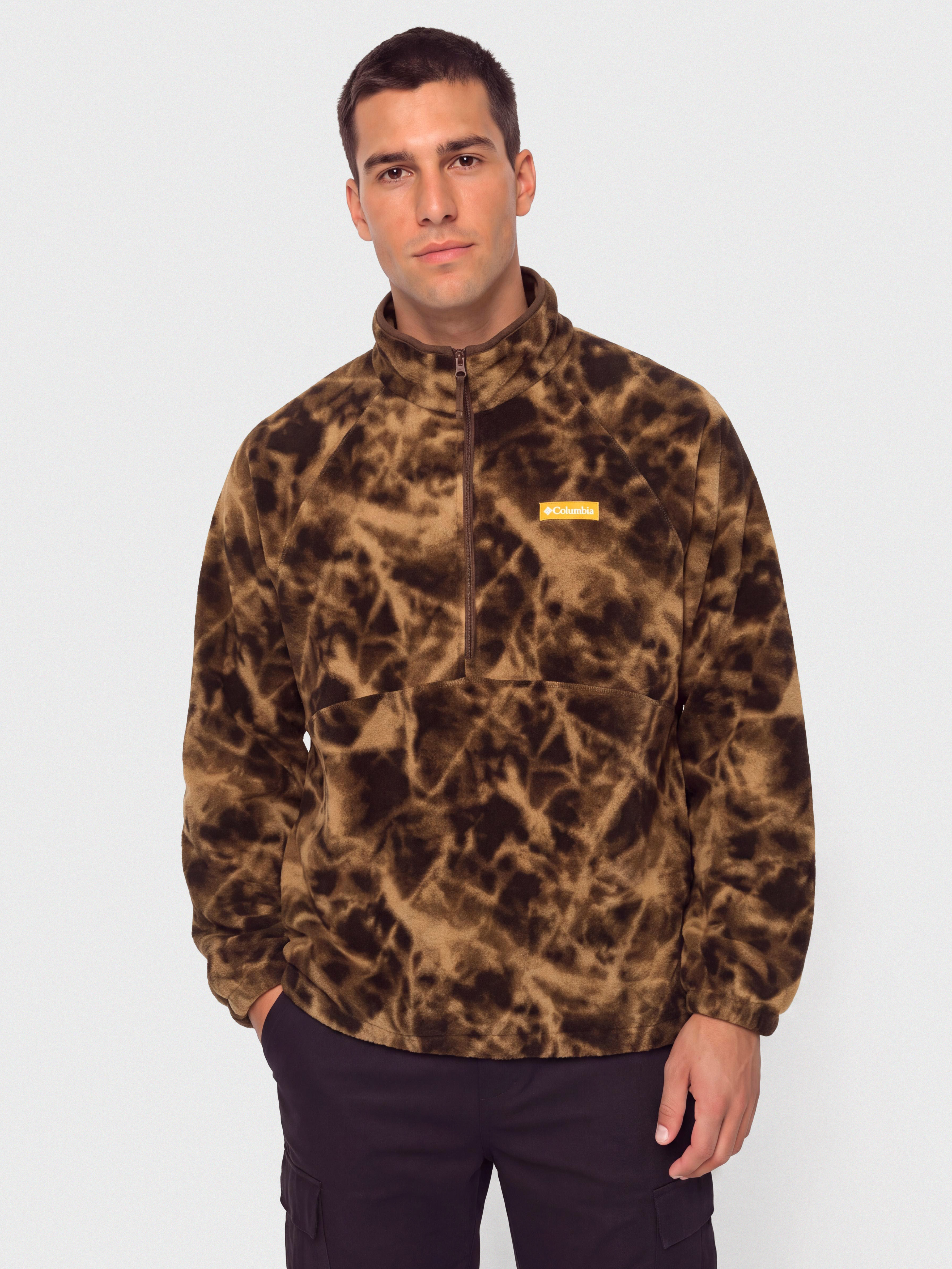 Férfi Polár pulóver Columbia Timber Crest MTR Printed Half Zip (tobacco/icypeaks)