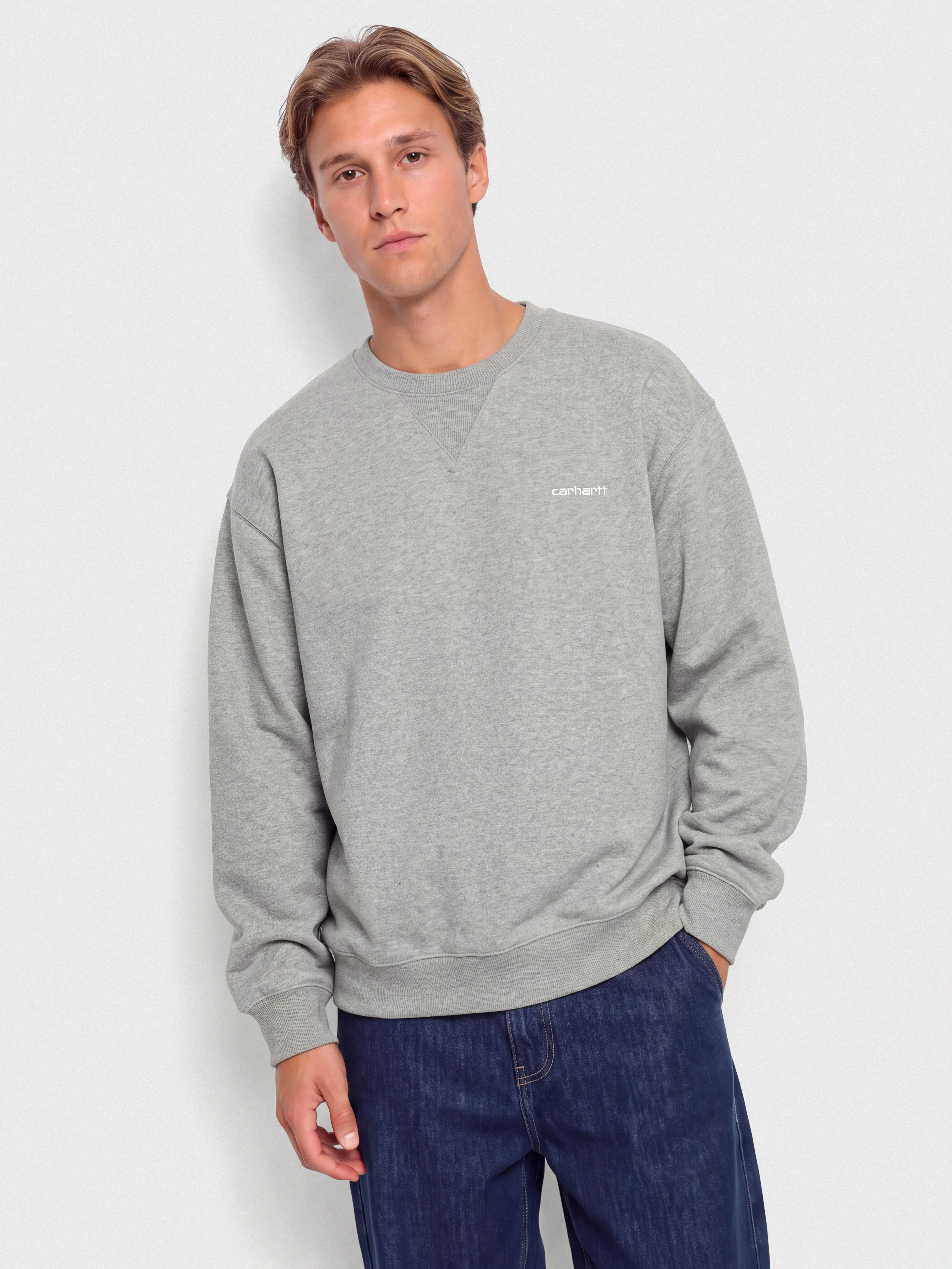 Pulu00f3ver Carhartt WIP Ebbert (grey heather/white)