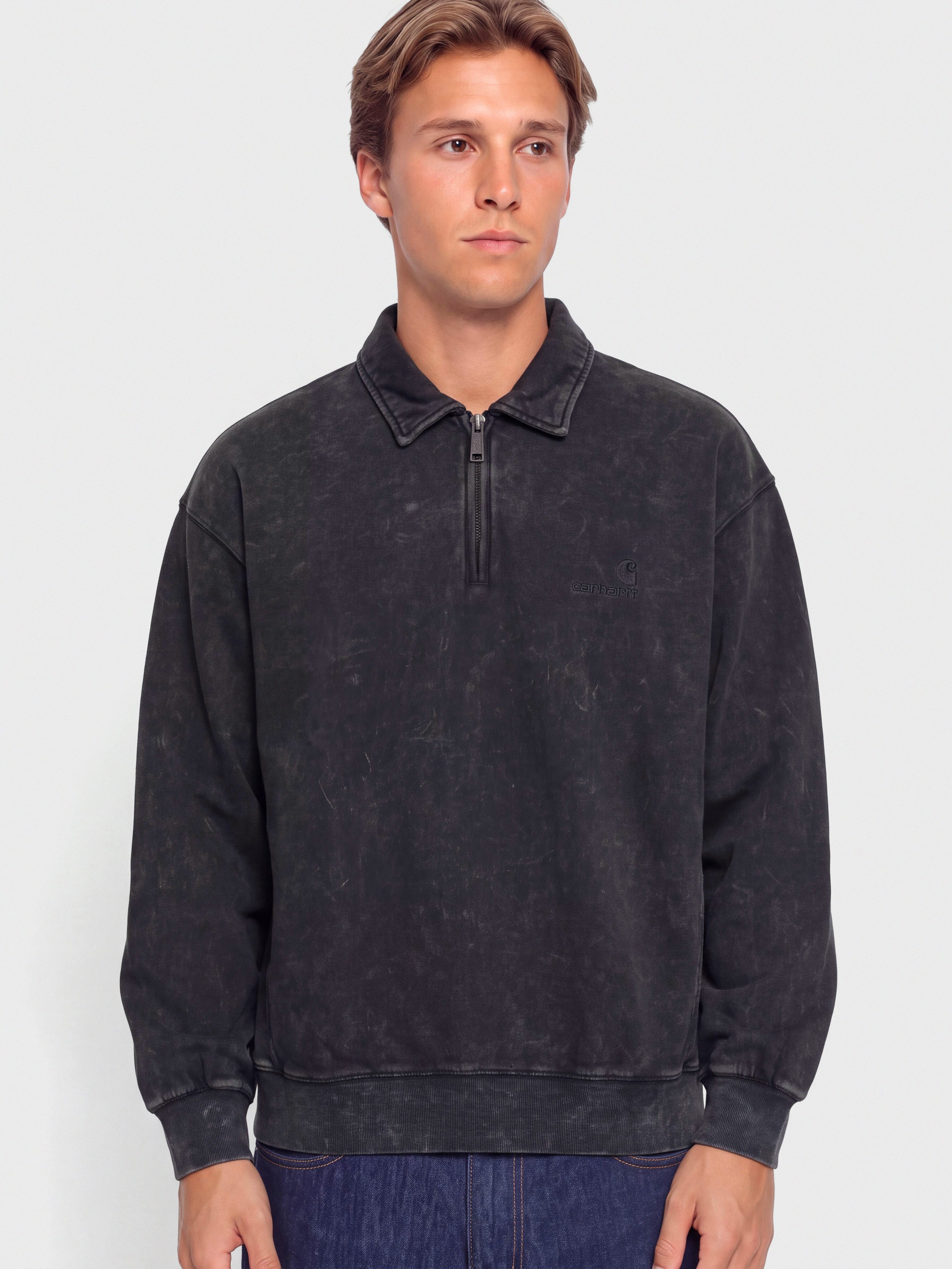 Carhartt WIP Lambert Polo Pulóver (black/moon wash)