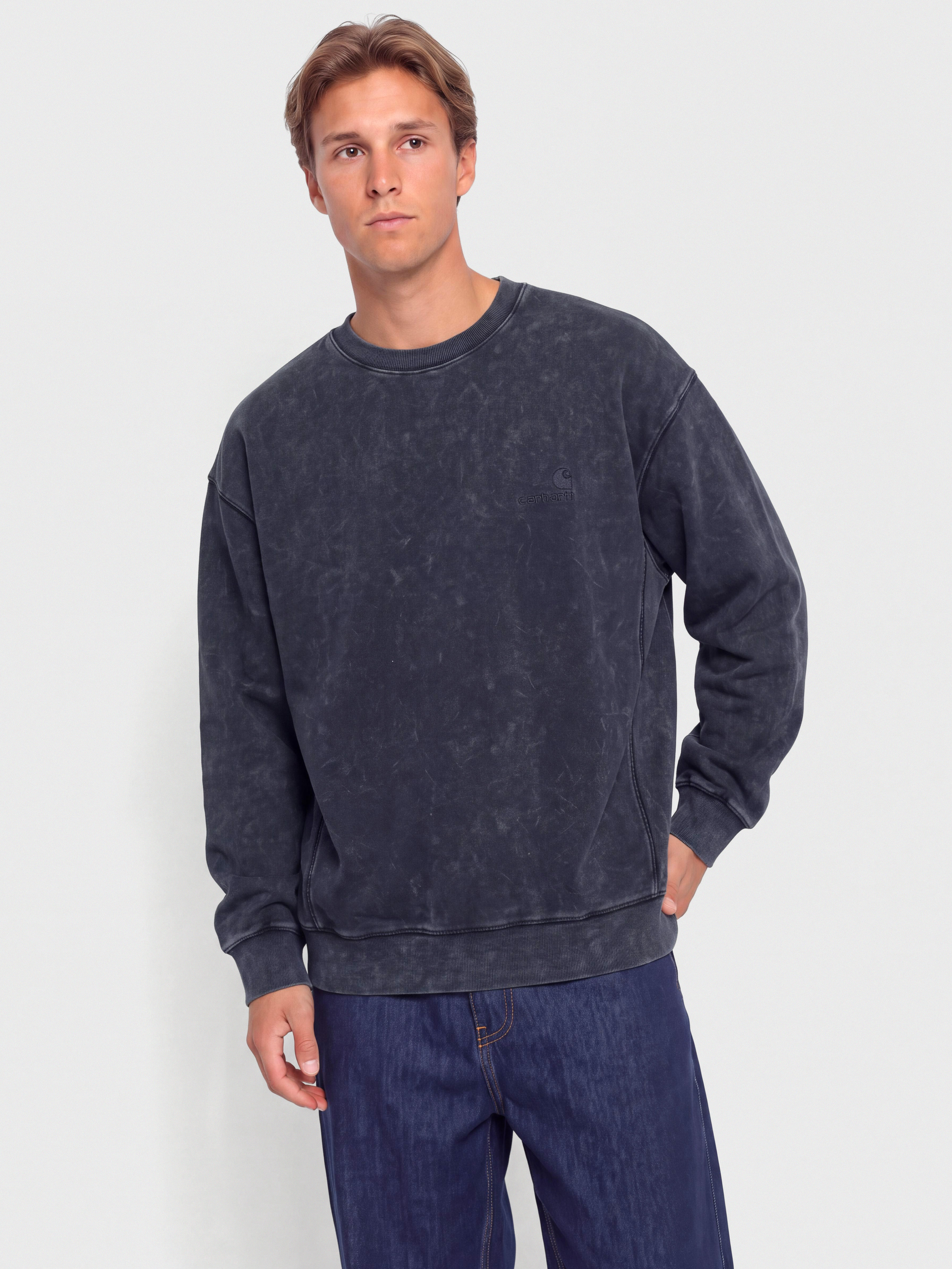 Carhartt WIP Lambert Pulóver (dark navy/moon wash)