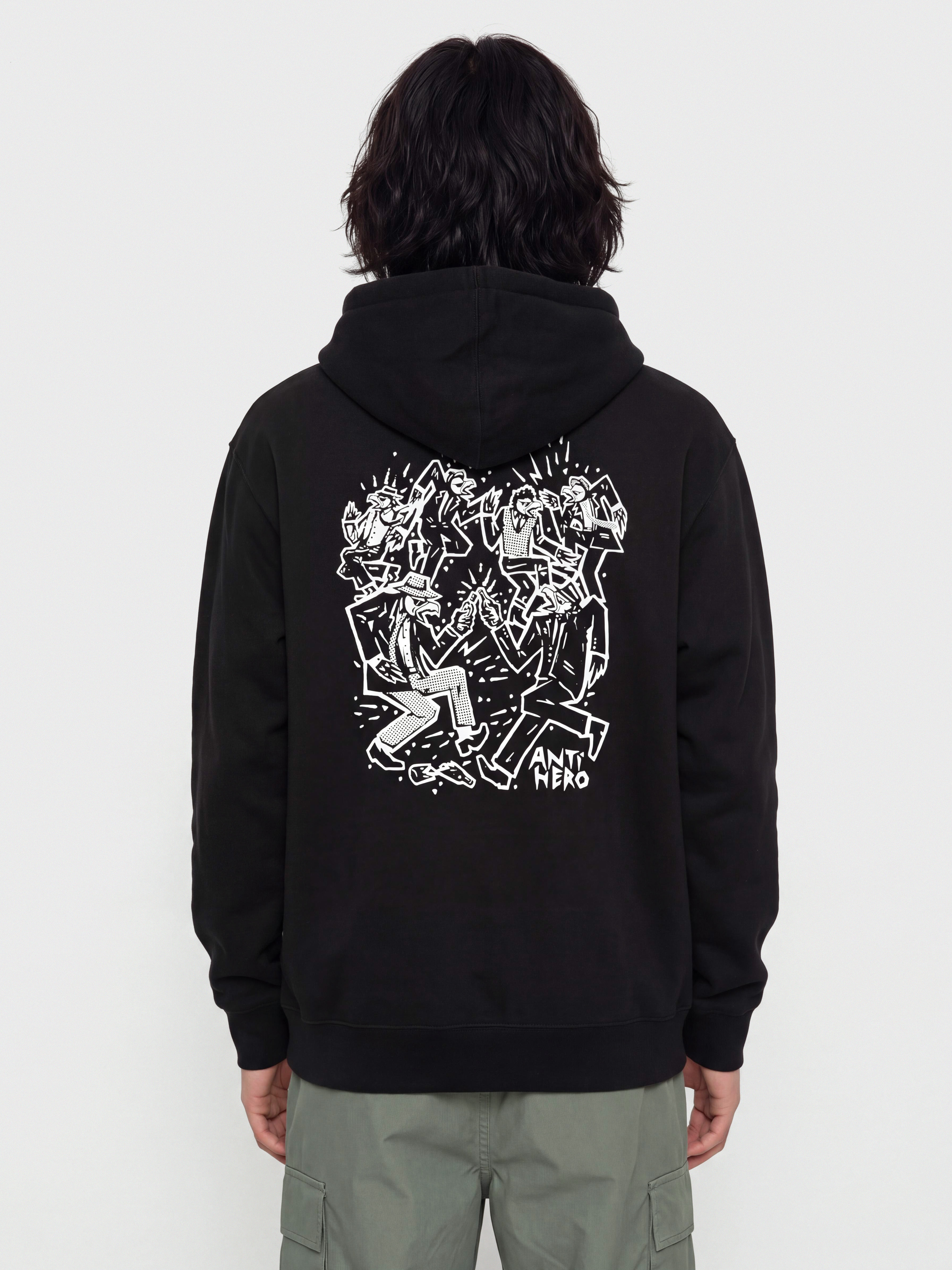 Antihero Ruder Bwoys HD Kapucnis pulóver (black w/white print)
