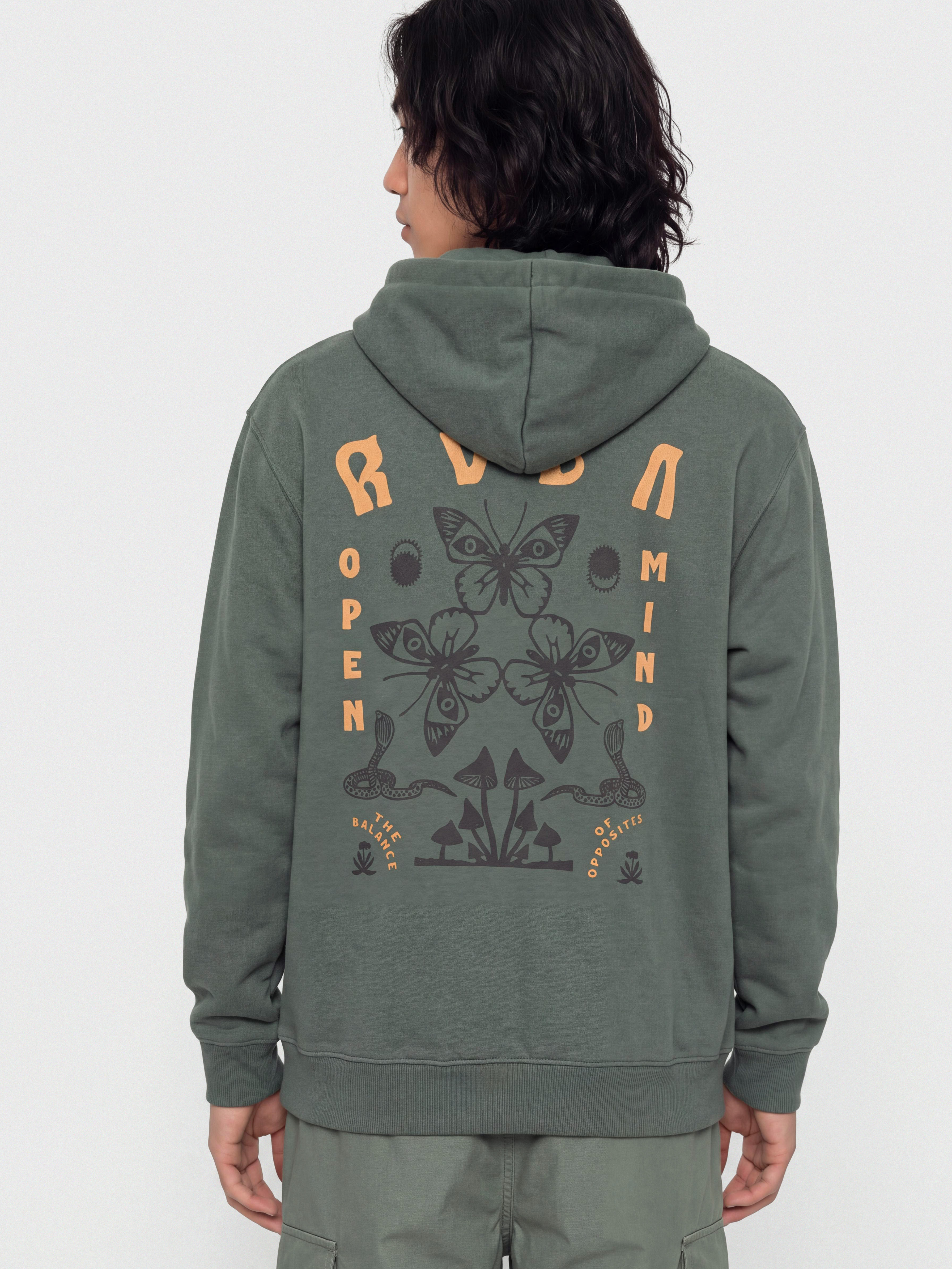 RVCA Butterfly Poster HD Kapucnis pulóver (balsam green)