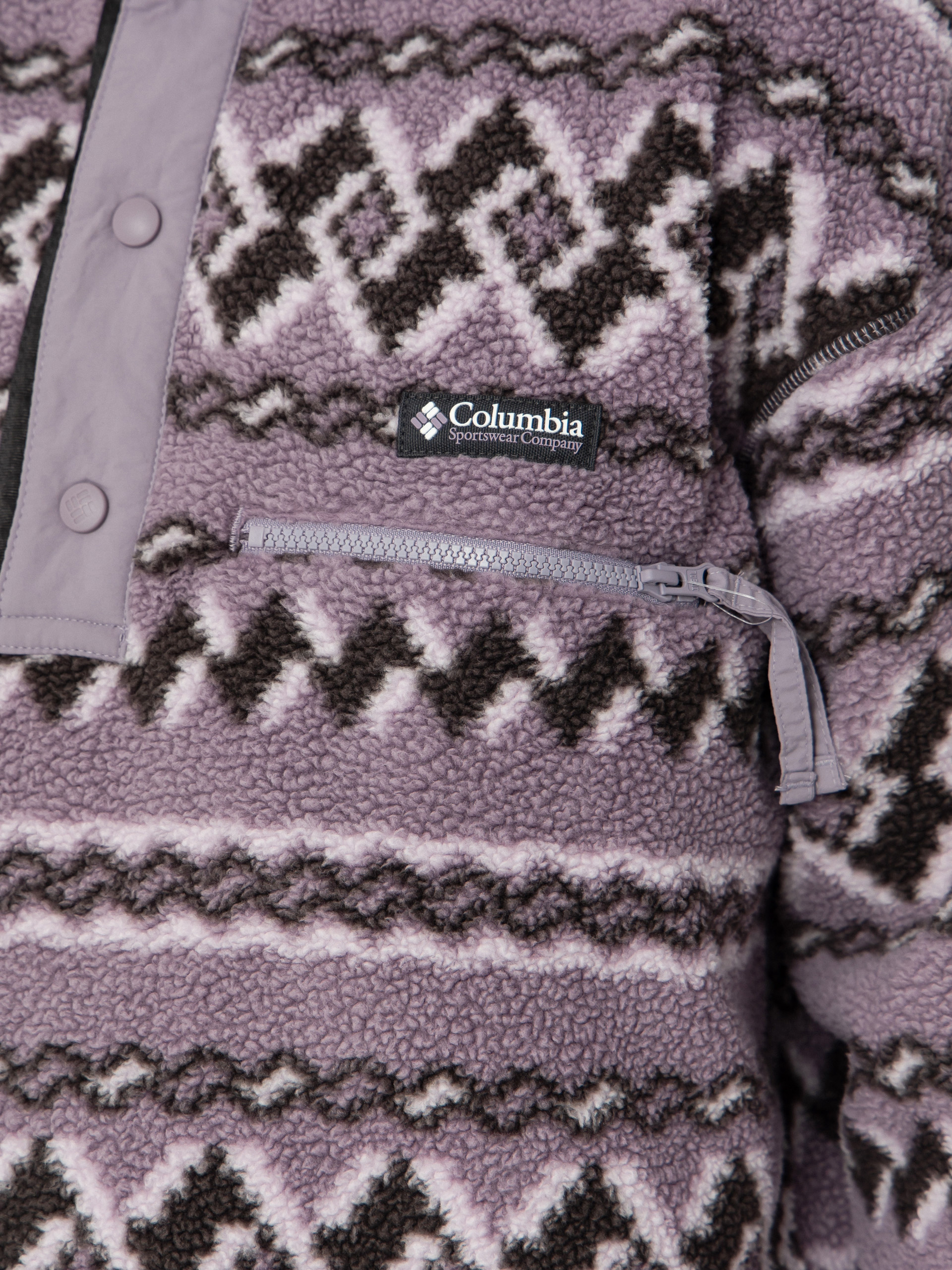 Férfi Columbia Helvetia II Printed Half Snap Polár pulóver (shale purple knitknot)