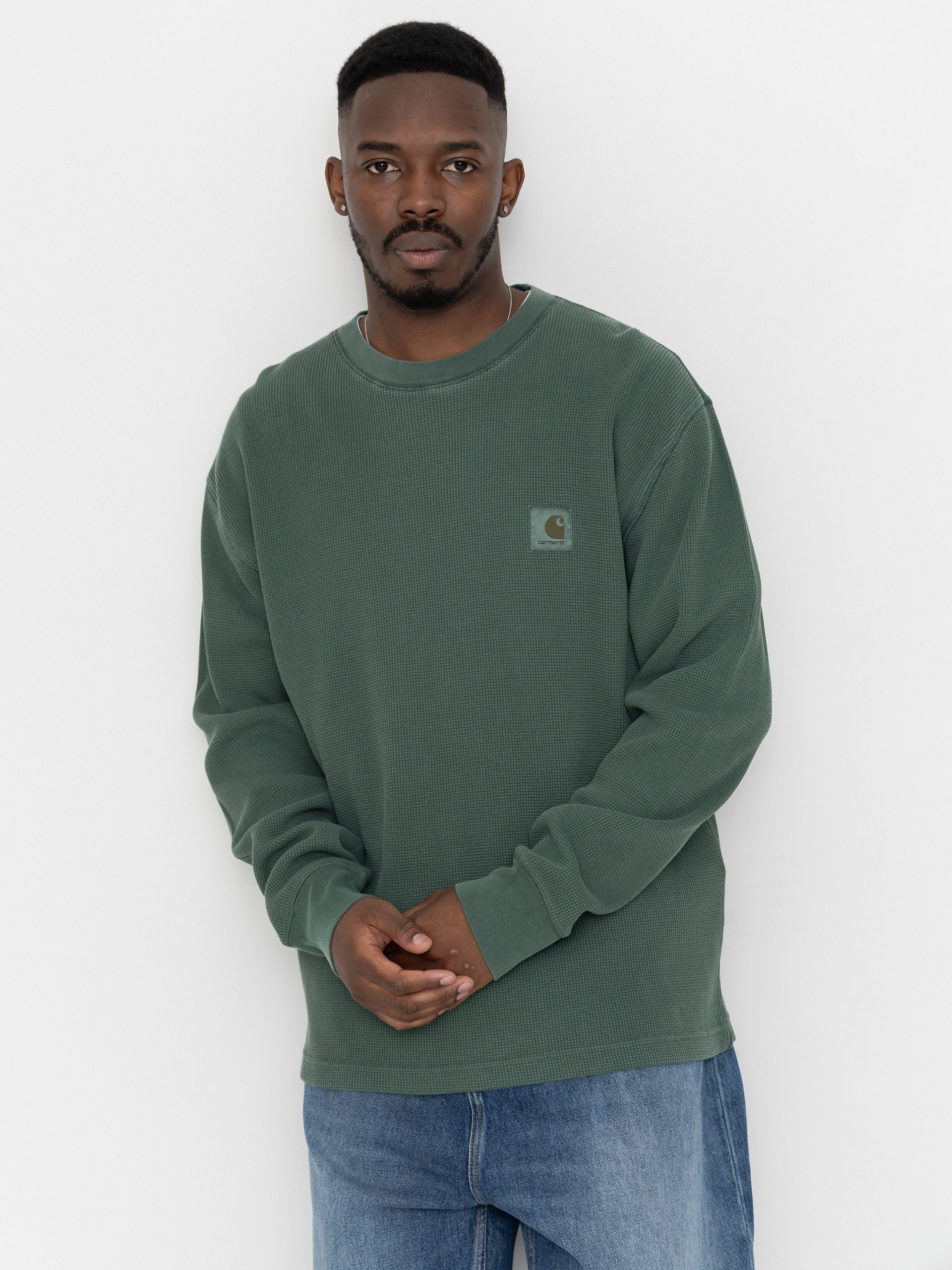 Carhartt WIP Vista Waffle Hosszú ujjú felső (dark scarab/garment dyed)