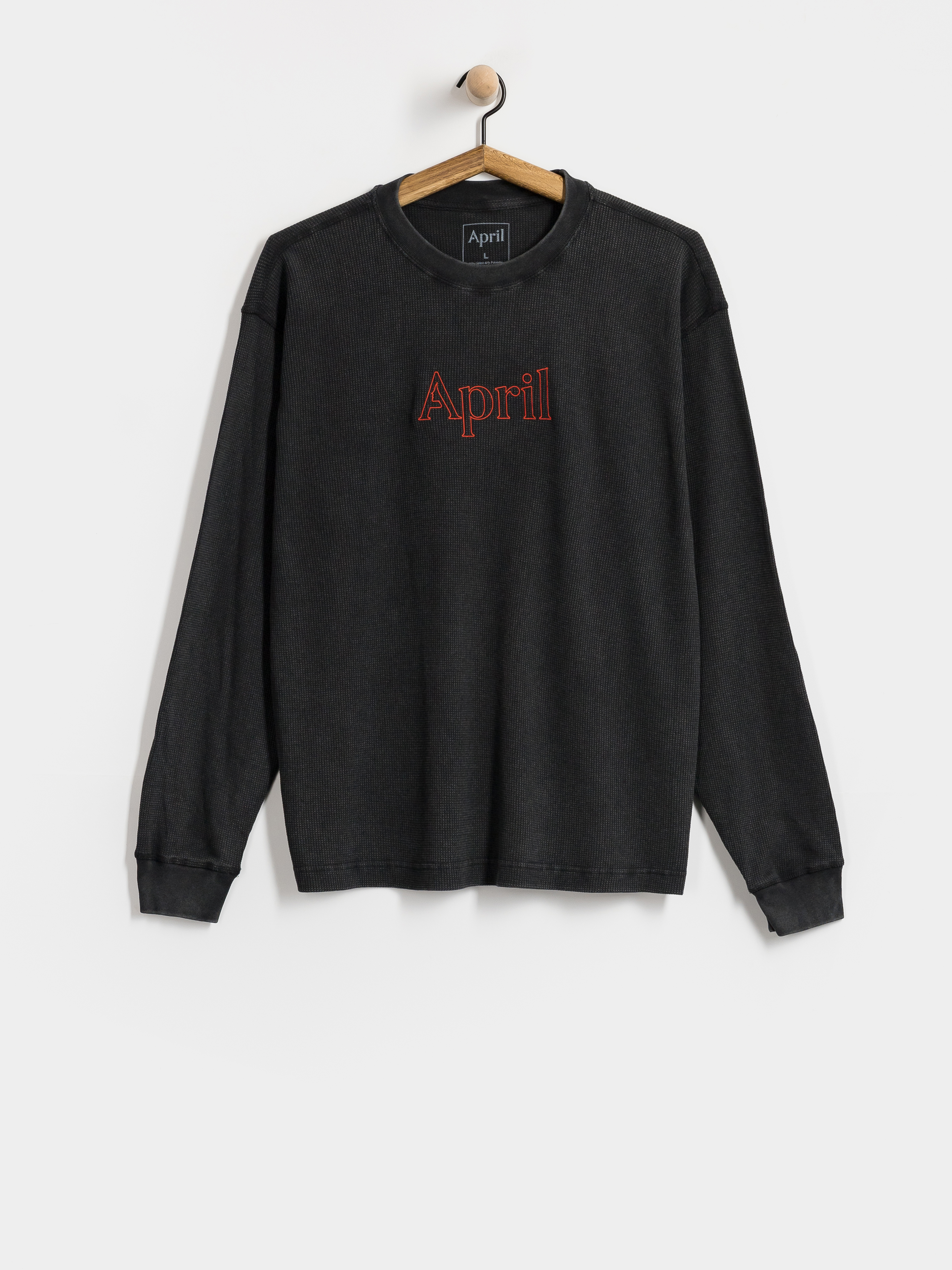 Hosszú ujjú felső April Skateboards Thermal Embroid (black)