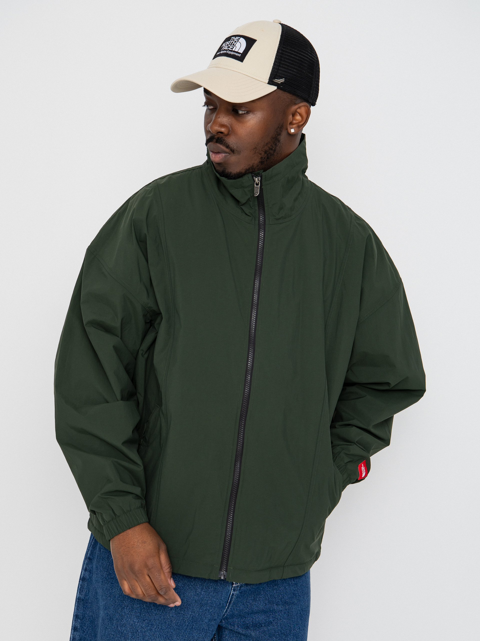 Dzseki The North Face Red Box Nylon Fleece Lined (bottle green)