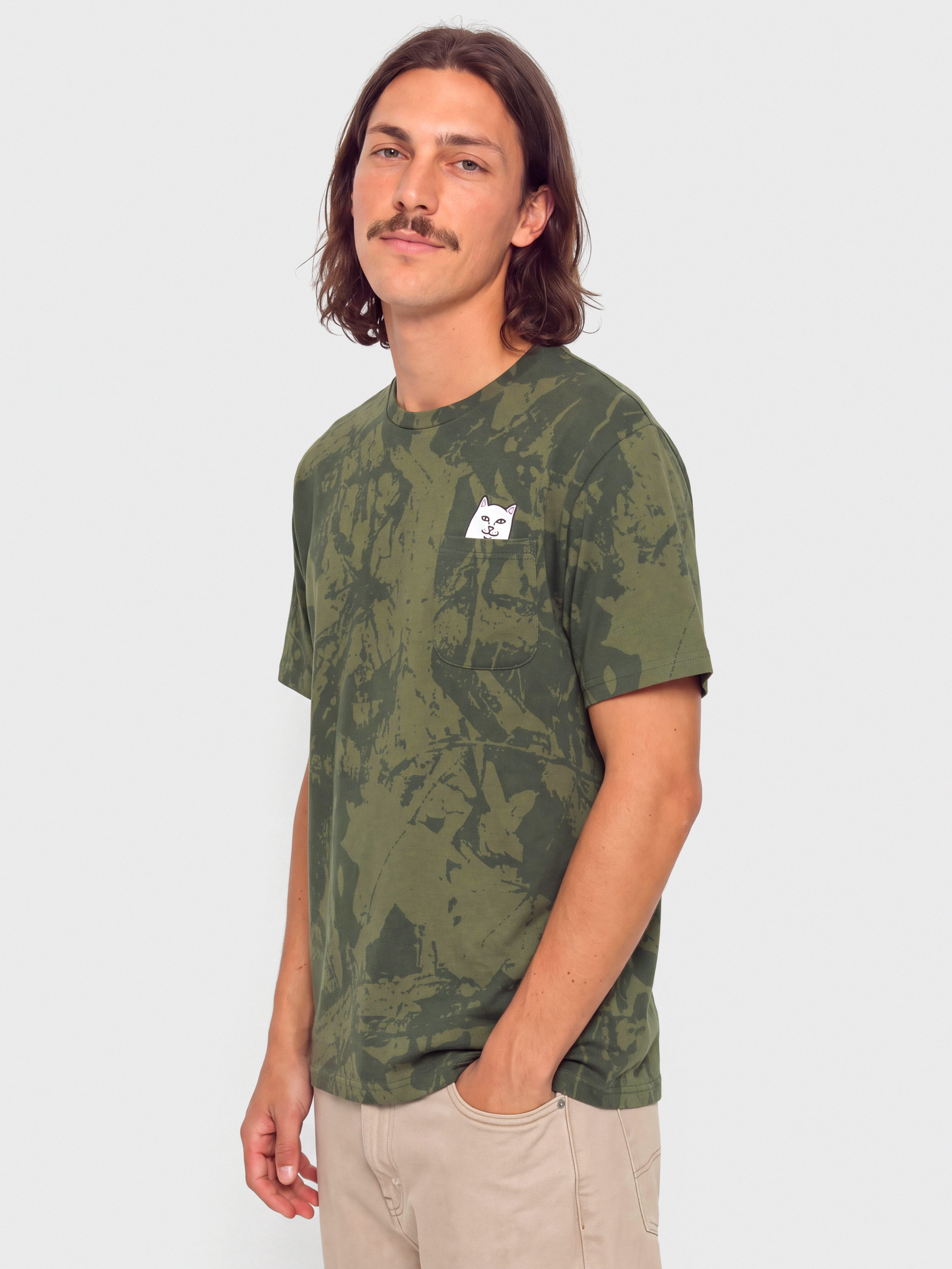 Póló RipNDip Lord Nermal Pocket (forest camo)
