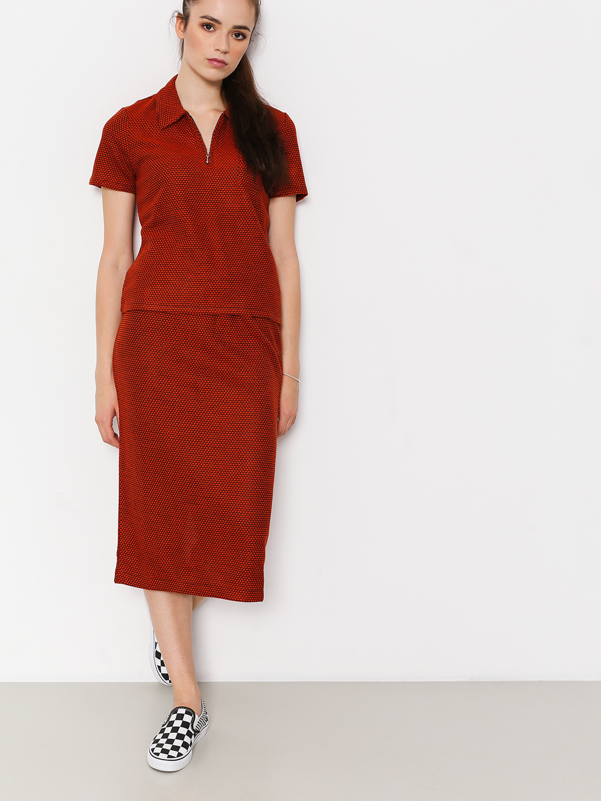 Stussy Faye S Sl Zip Collar Wmn Pólóing (orange)