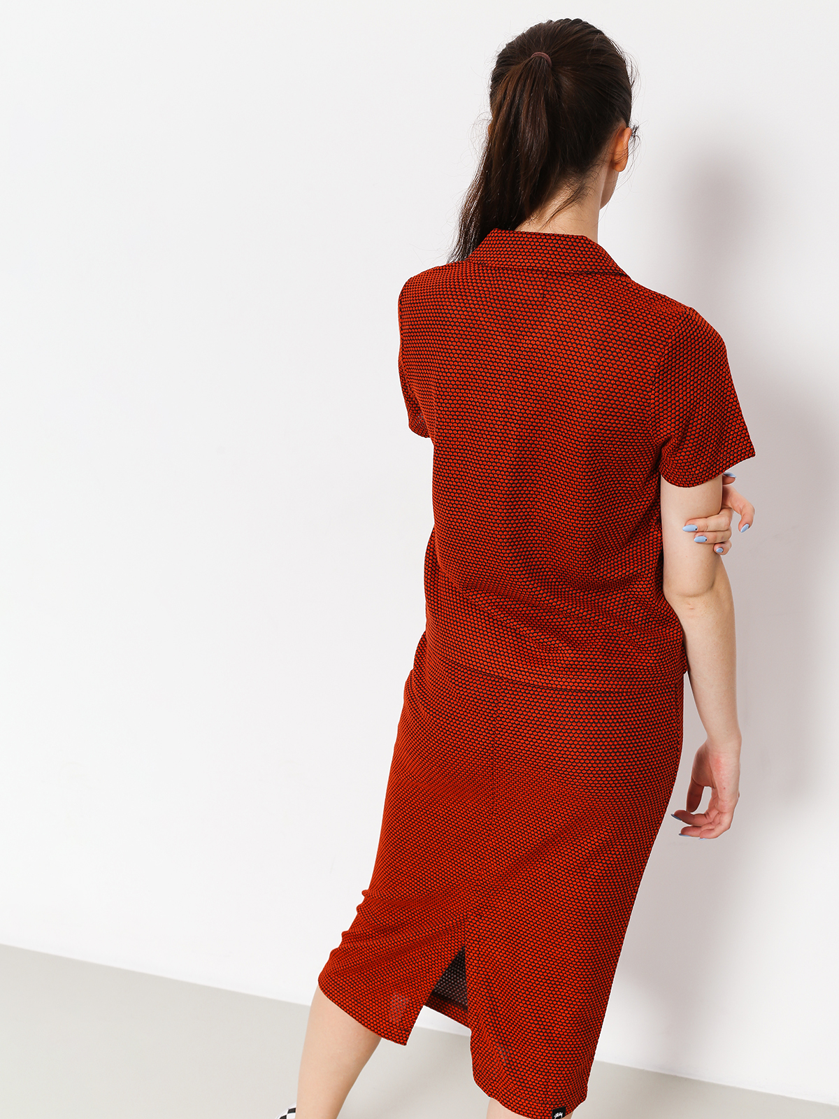 Stussy Faye S Sl Zip Collar Wmn Pólóing (orange)