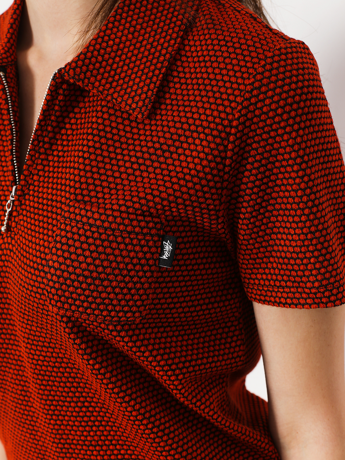 Stussy Faye S Sl Zip Collar Wmn Pólóing (orange)